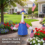 Farmhouse garden goose statue dressed in patriotic Americana apparel collection