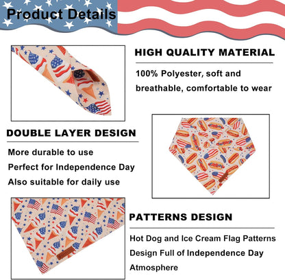 Adjustable Fourth of July dog bandana for medium and large pets