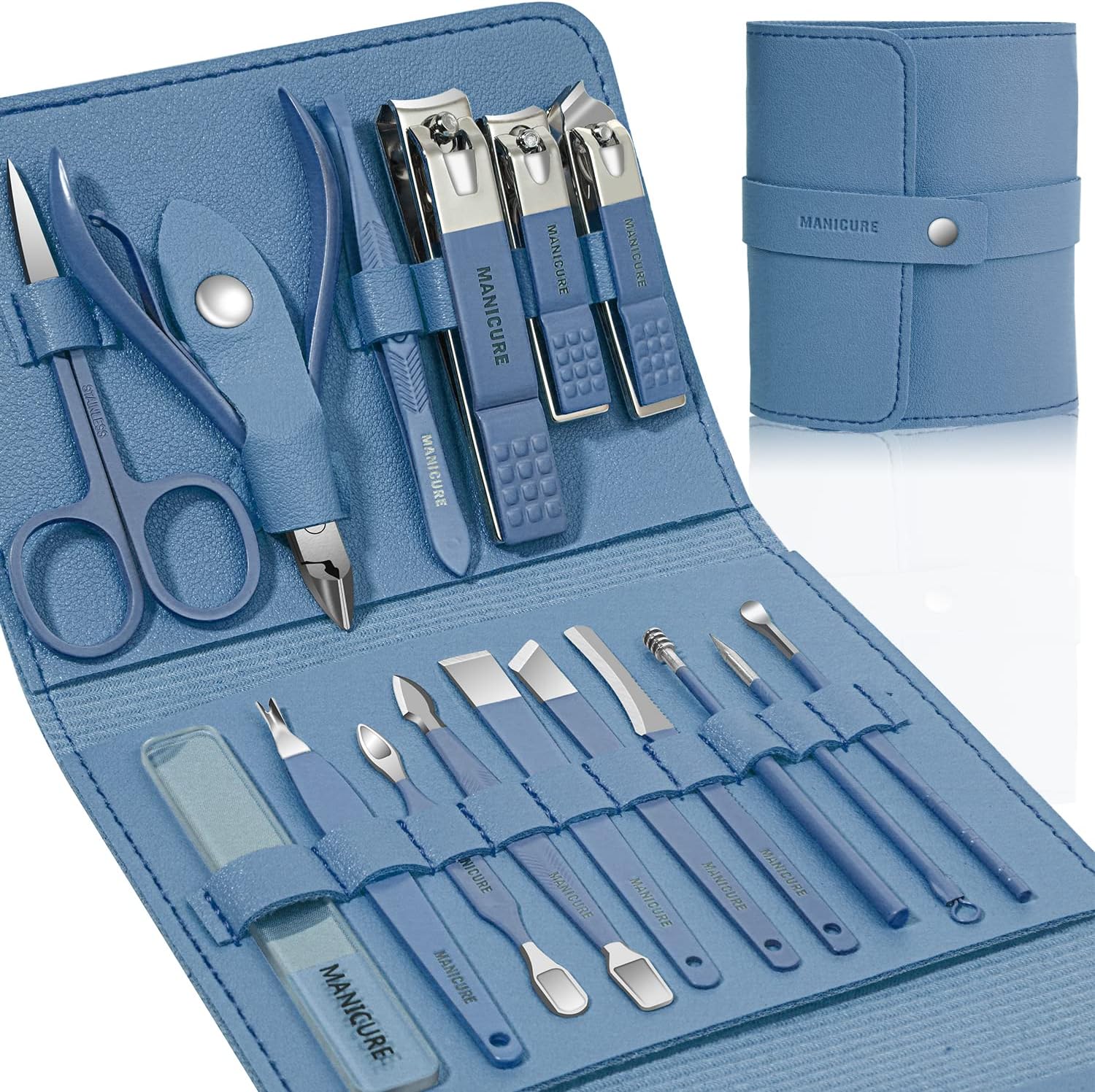 Kresal 16-piece professional manicure and pedicure kit front view