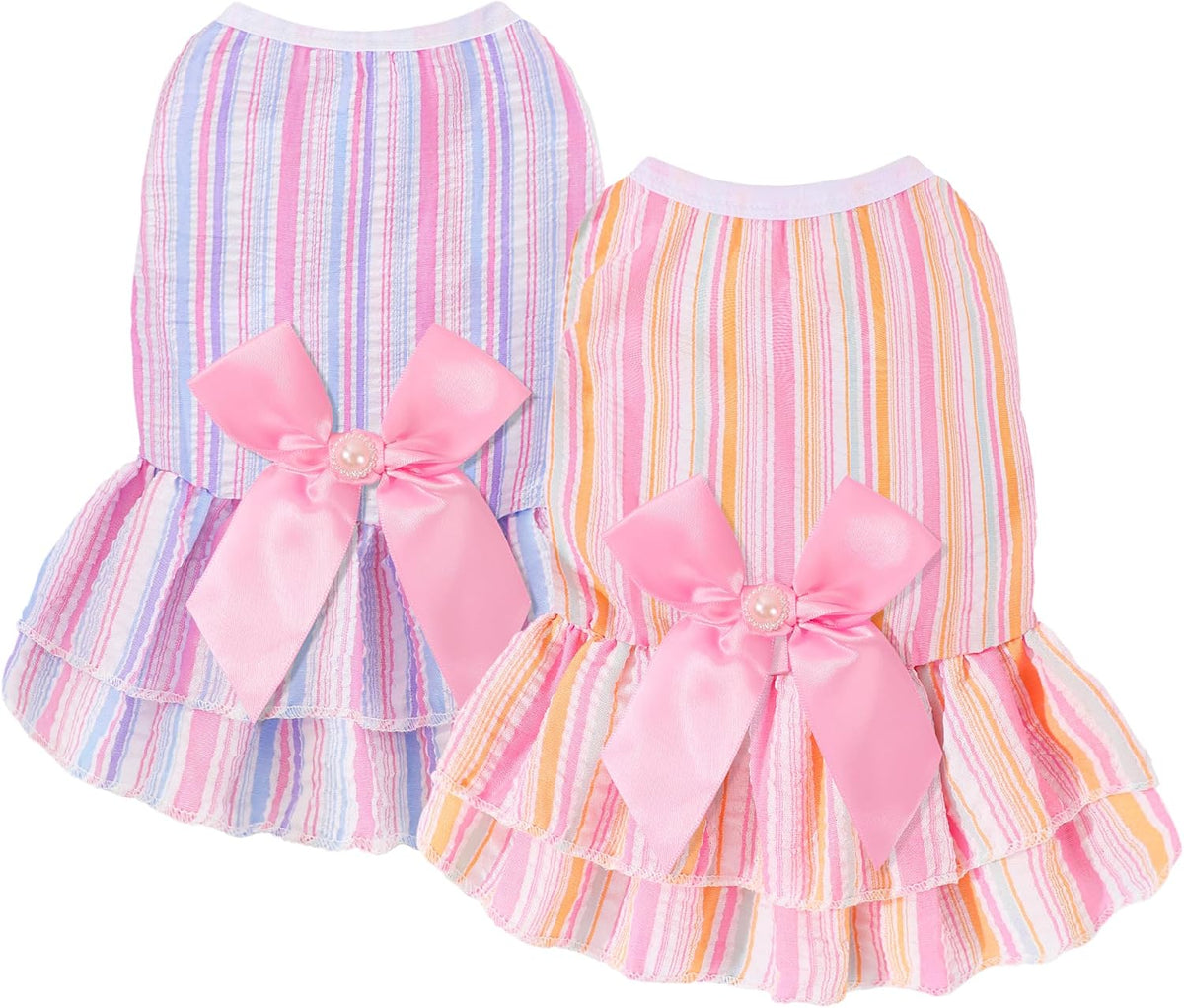 Dog Dress, Cute Pet Princess Dresses with Bright Color Design, Sweet Bowknot, Dog Clothes for Small Dogs Girl, Breathable & Lightweight, for Spring Summer, 2 Pack (Pink Purple, XX-Small) - Image 12