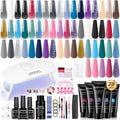 Jewhiteny 28 Color Poly Gel Nail Starter Kit front view showing gel tubes and lamp