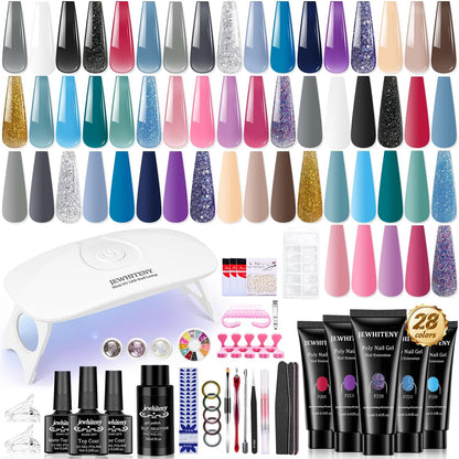 Jewhiteny 28 color poly gel nail kit front view
