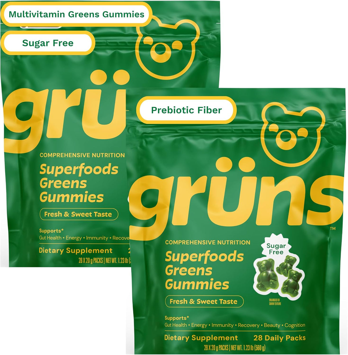 Gruns Adult Greens Gummies Sugar Free Multivitamin & Prebiotic Fiber, 28 ct - Image 11