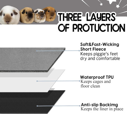Gray fleece guinea pig cage bedding pads for C&C cages