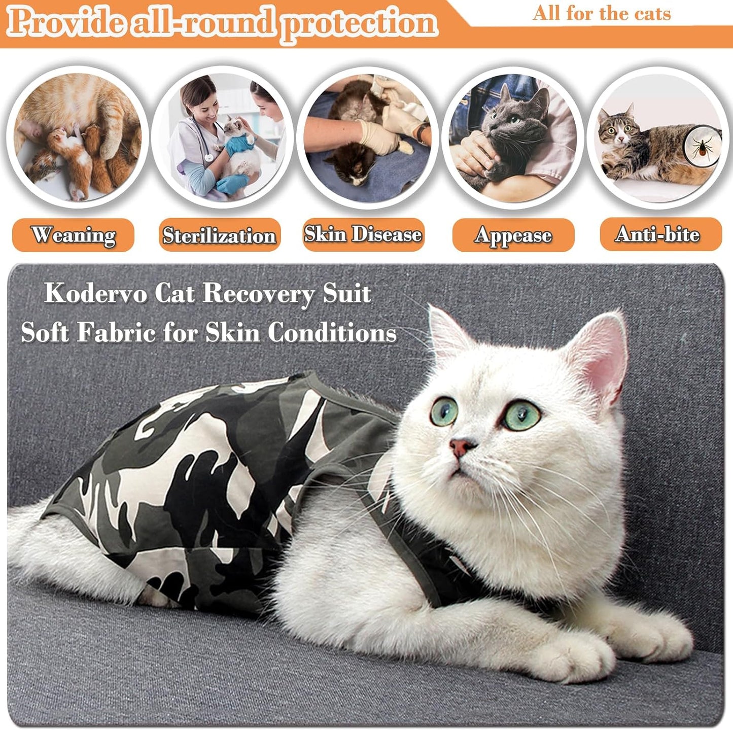 Soft and flexible fabric close-up of the Kodervo cat recovery suit.