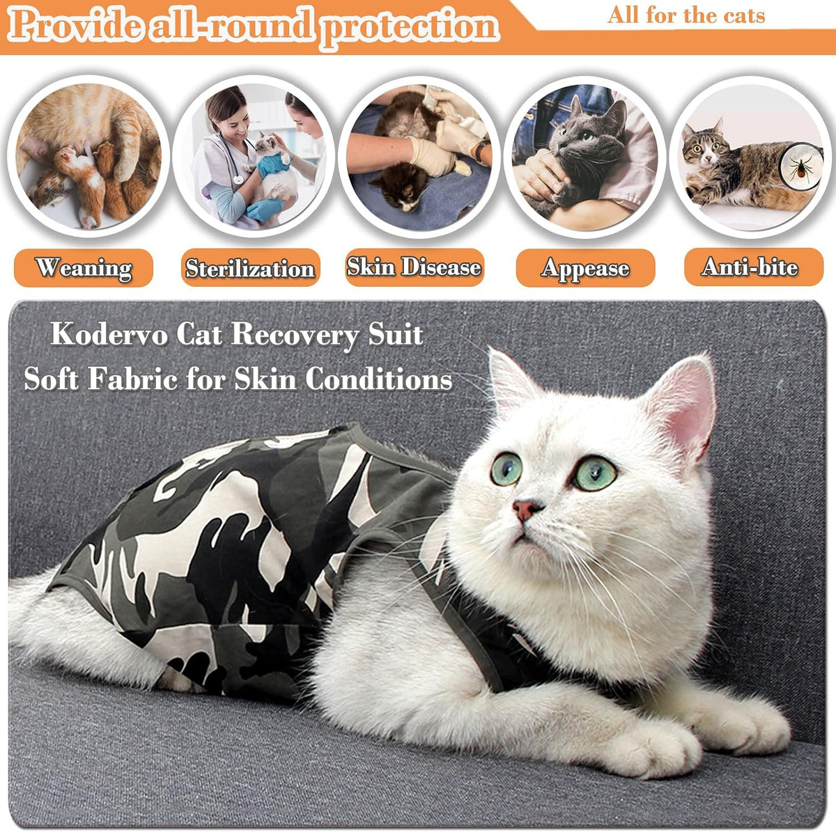 Soft and flexible fabric close-up of the Kodervo cat recovery suit.