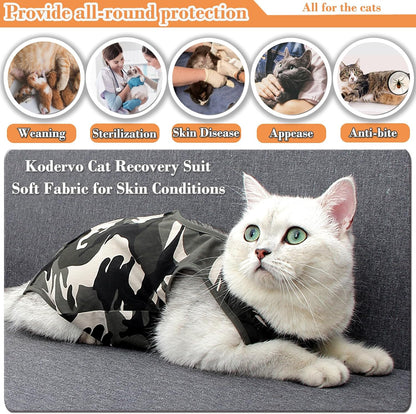 Soft and flexible fabric close-up of the Kodervo cat recovery suit.