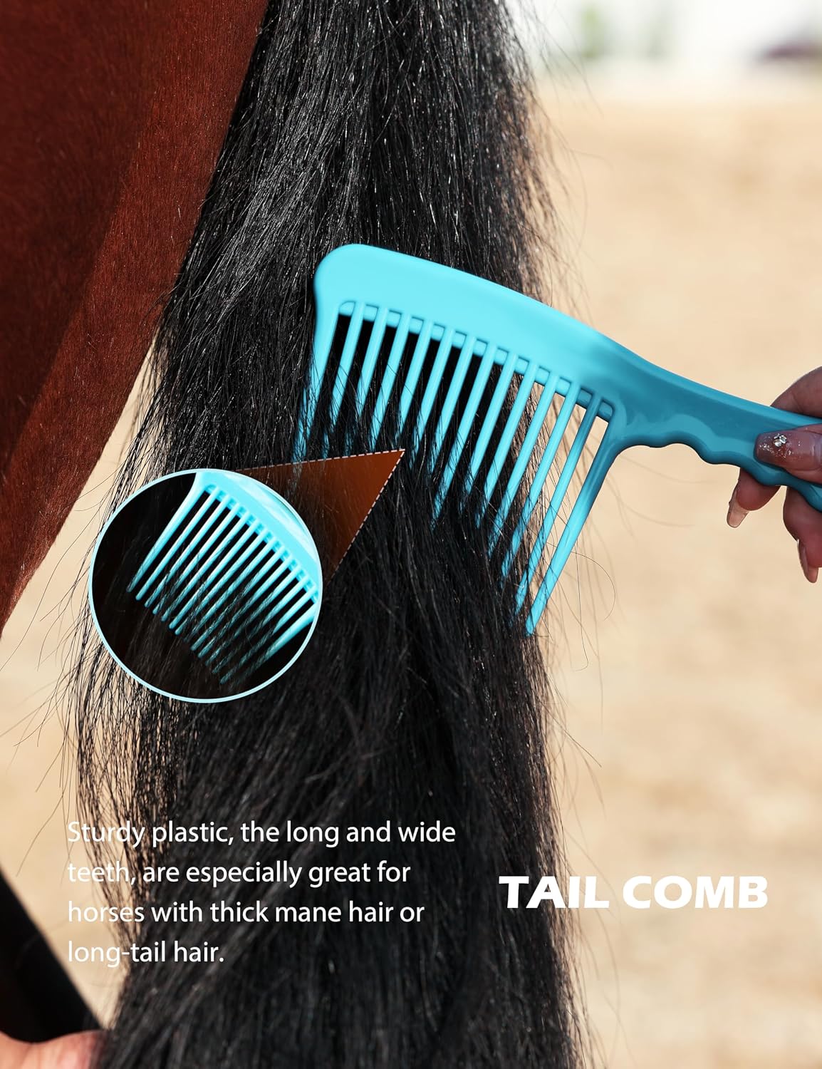 Ergonomic silicone grip horse brush close up