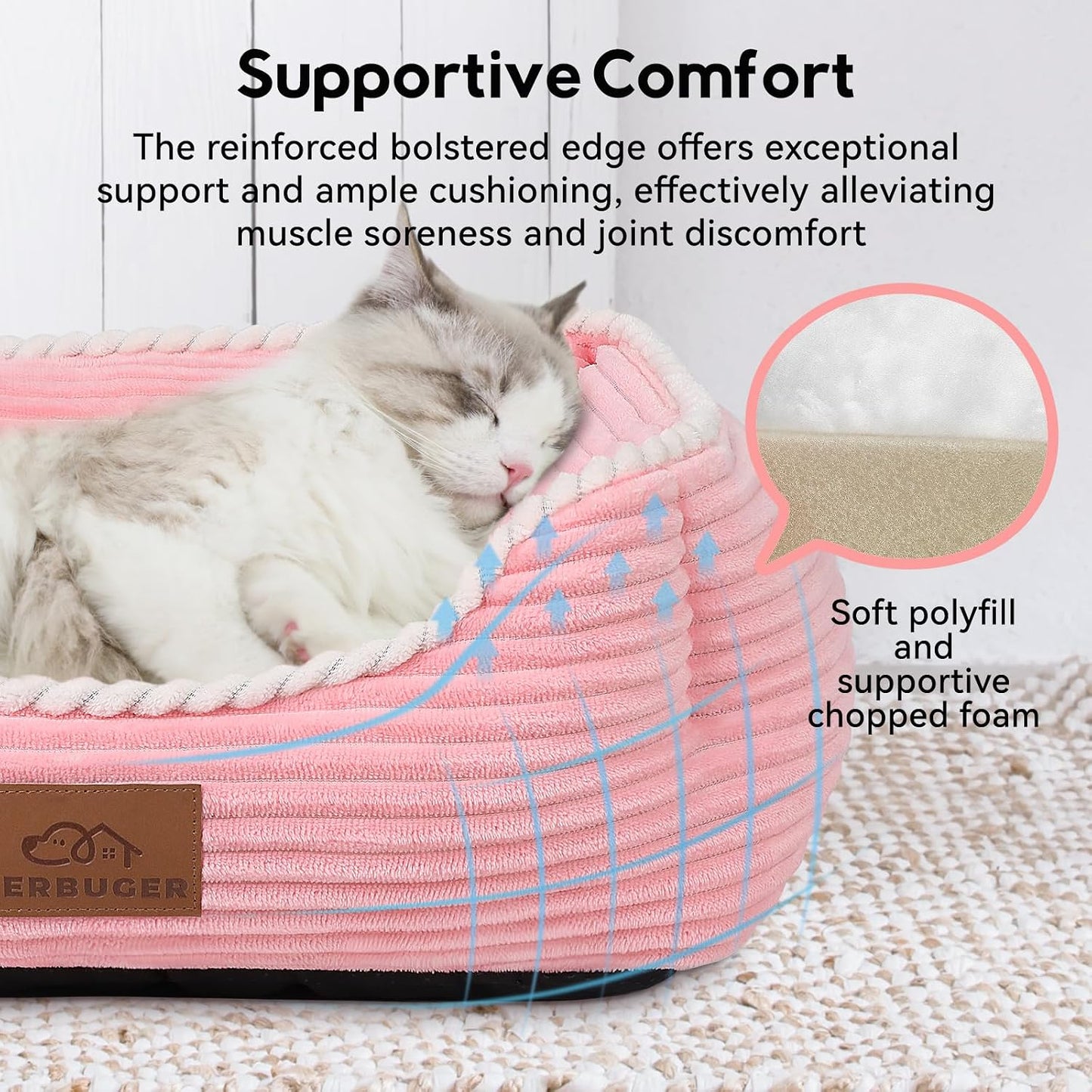 Side profile of Zerbuger medium pet sofa bed with white trim