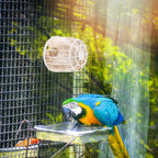 Installed bird nesting kit inside a standard birdcage