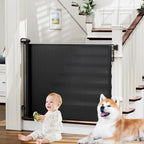 PRObebi Retractable Baby Gate front view installed in a modern doorway hallway barrier