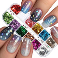 Kasoicra TBRZTR star nail glitter front view showing 12 color compartments.