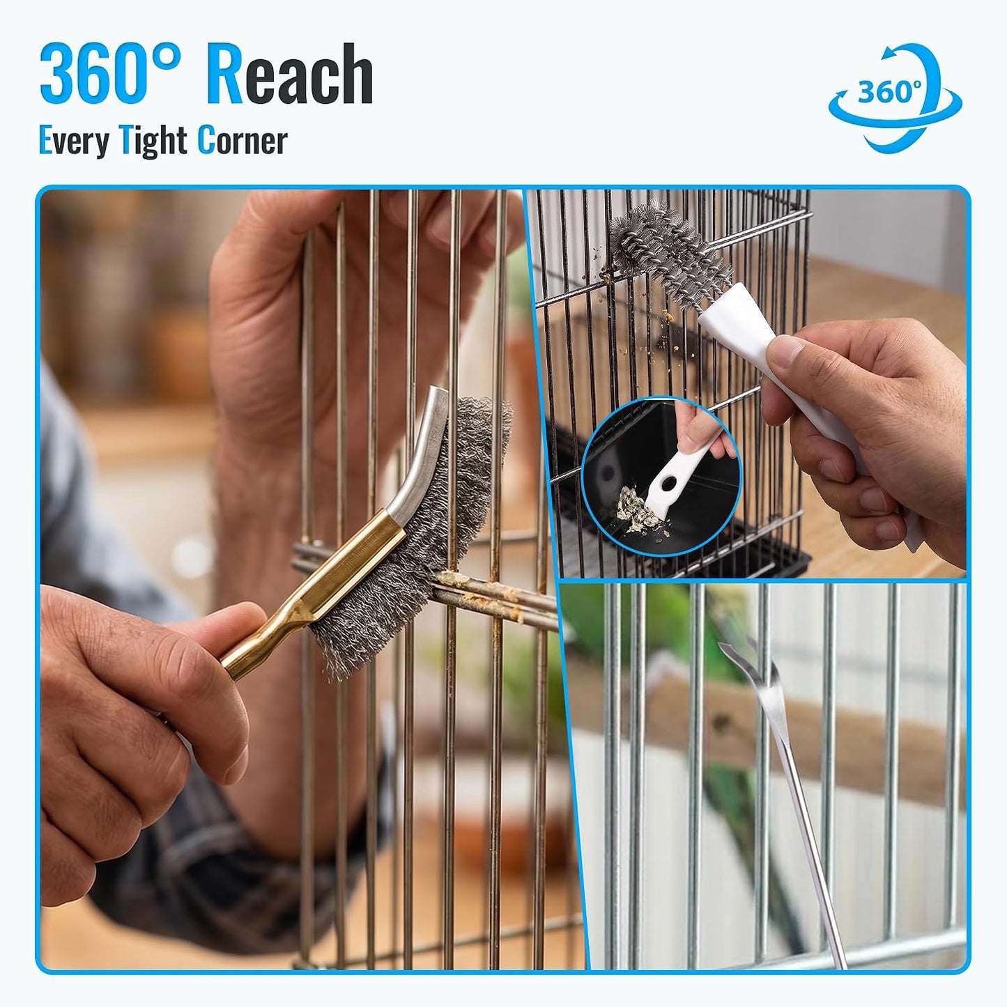 SIMPOR premium bird cage accessories arranged together showcasing ergonomic handles.