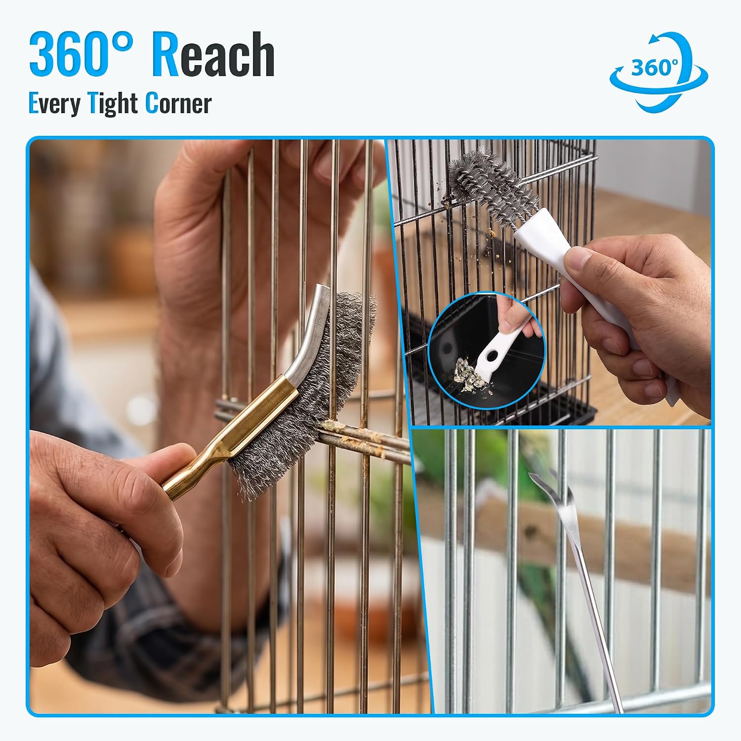 SIMPOR premium bird cage accessories arranged together showcasing ergonomic handles.
