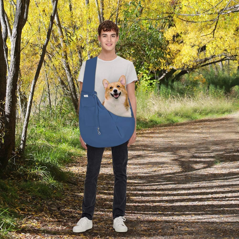 Hands free pet papoose bag with front storage pocket