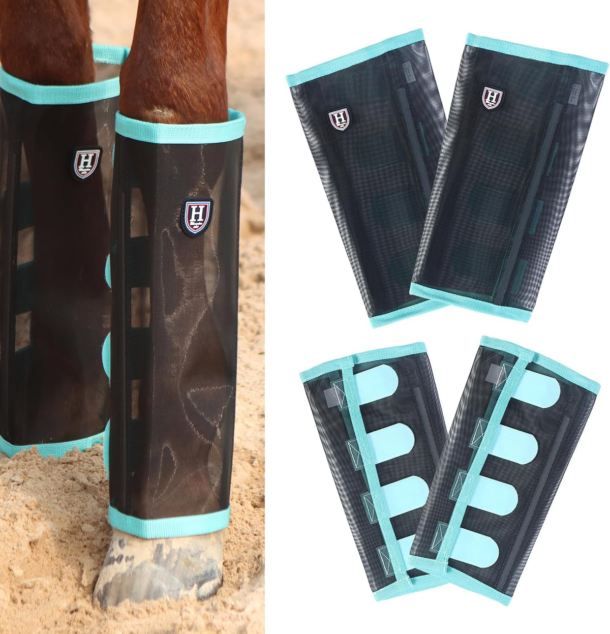 Harrison Howard Loose-Fitting Horse Fly Leggings Breathable, Tear-Resistant Fine Mesh Leg Guards Stay-on Comfortable Fly Boots (Set of 4) - Image 14