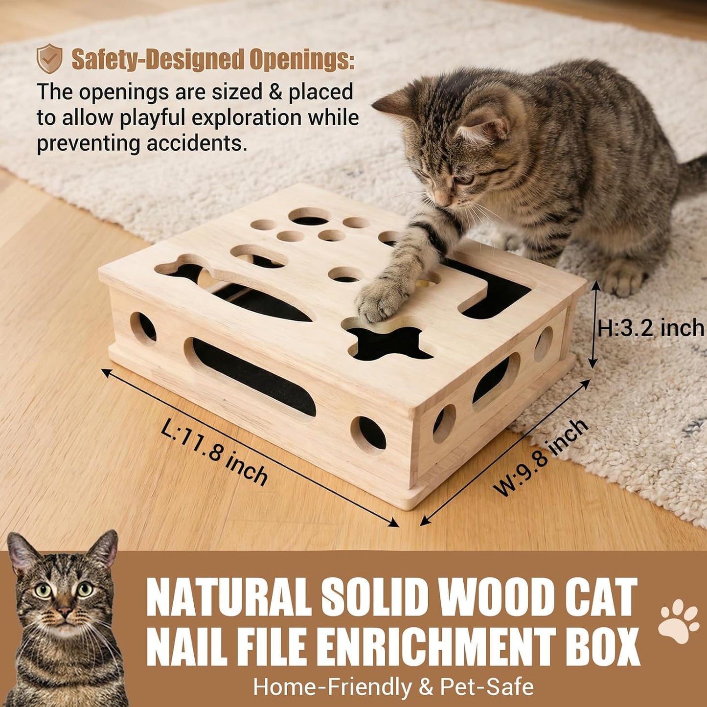 Secure slot and lock mounting system on a solid wood cat grooming box alternative.