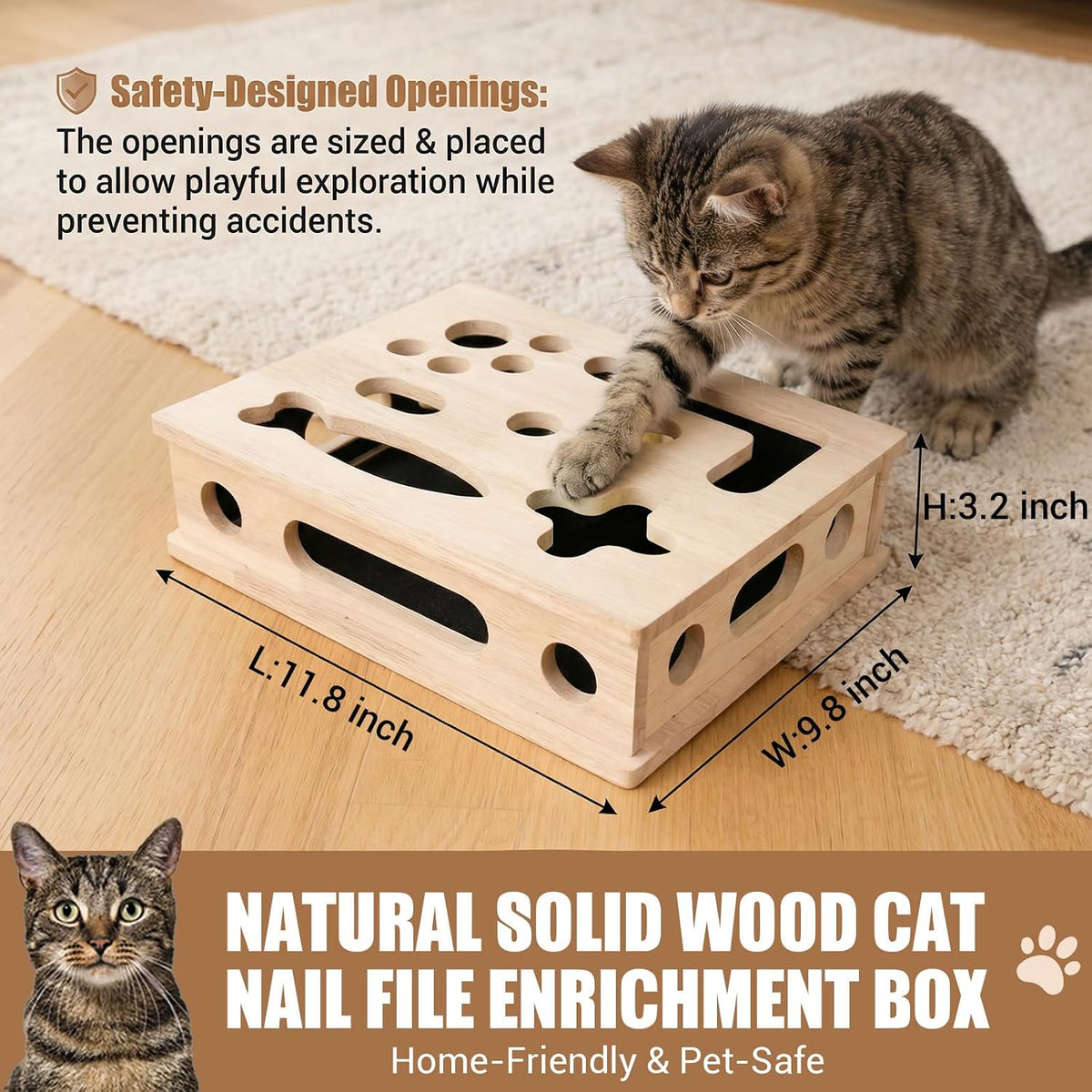 Secure slot and lock mounting system on a solid wood cat grooming box alternative.