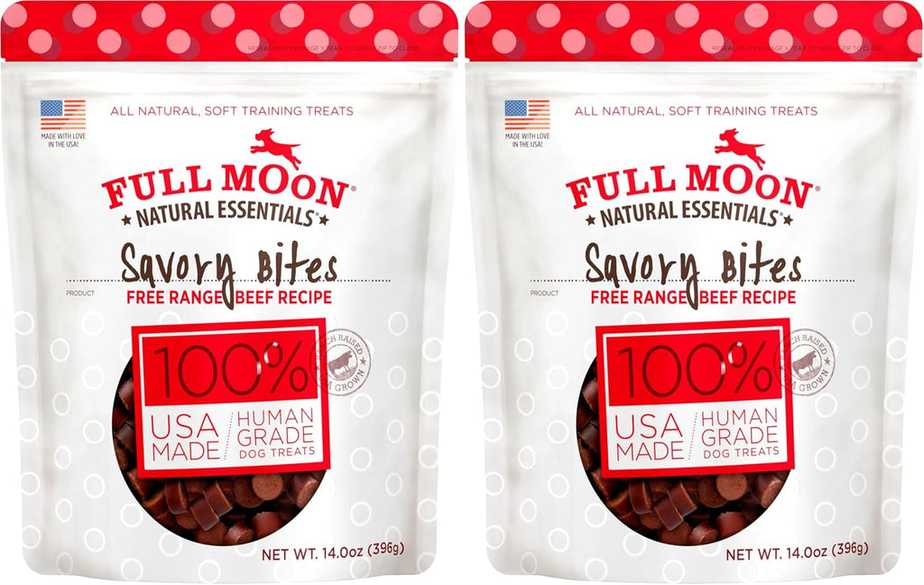 Full Moon Essentials beef savory bites 14 Ounce imported pet food bag