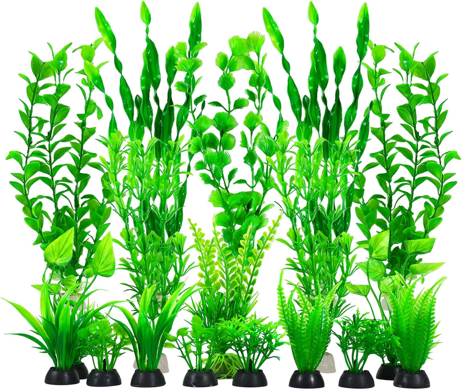 Laxmi Vishnu Enterprises artificial aquarium plants set front view green fish tank decorations.
