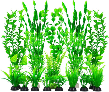 Laxmi Vishnu Enterprises artificial aquarium plants set front view green fish tank decorations.