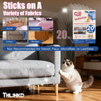 Clear adhesive cat scratch protector sheets applied to sofa corner