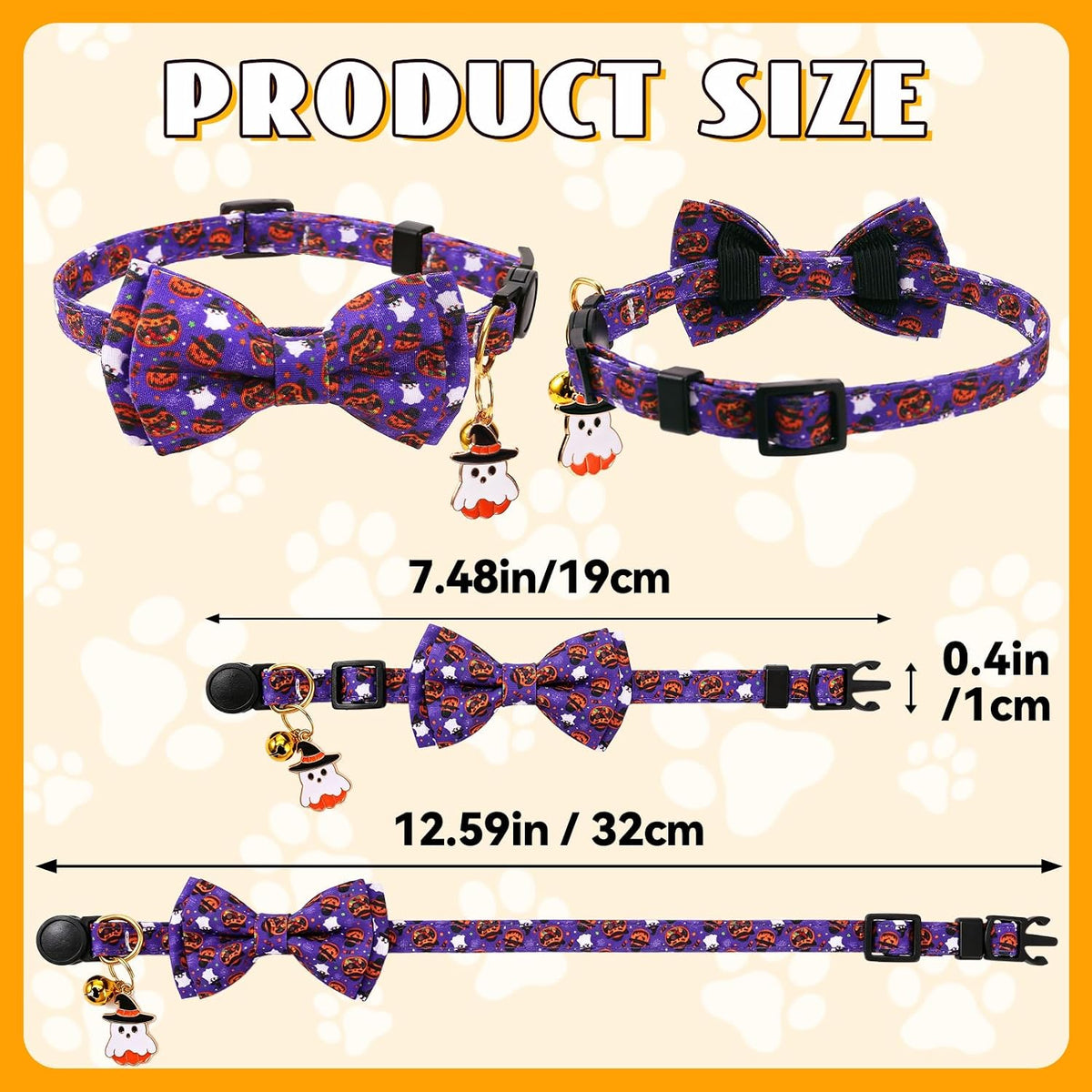 4 Pack Holiday Cat Collars with Bow Tie Halloween Cat Collar Breakaway - Image 2