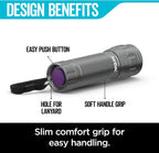 Rayovac pet stain detector flashlight showing the rubber grip handle.