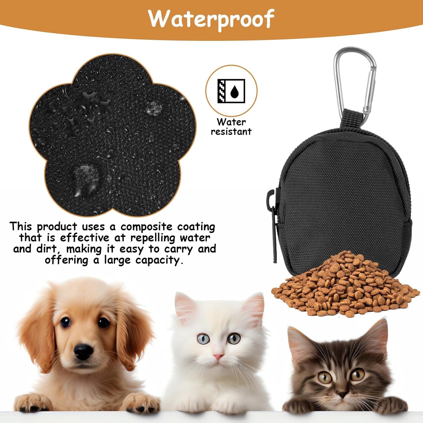 Side profile of waterproof Oxford cloth dog treat container