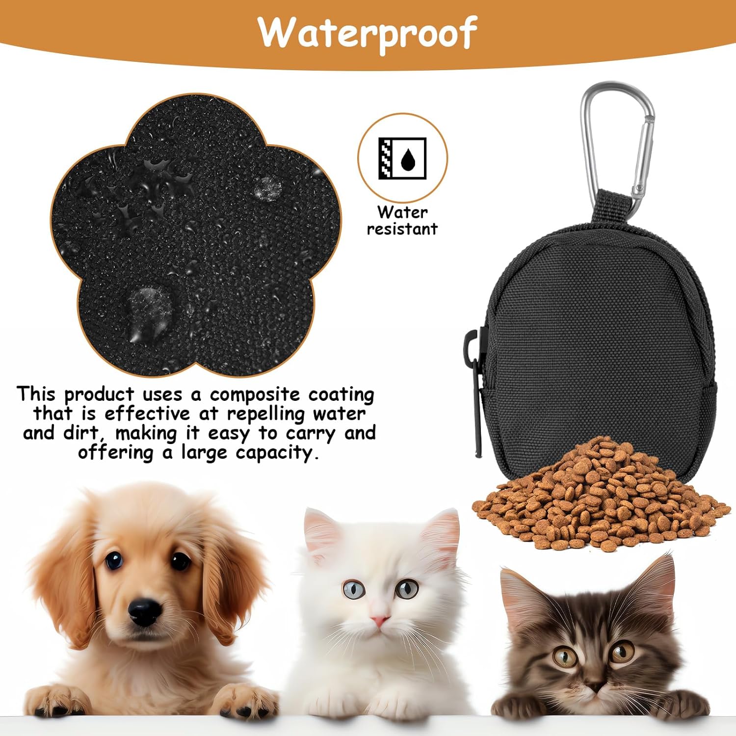 Side profile of waterproof Oxford cloth dog treat container