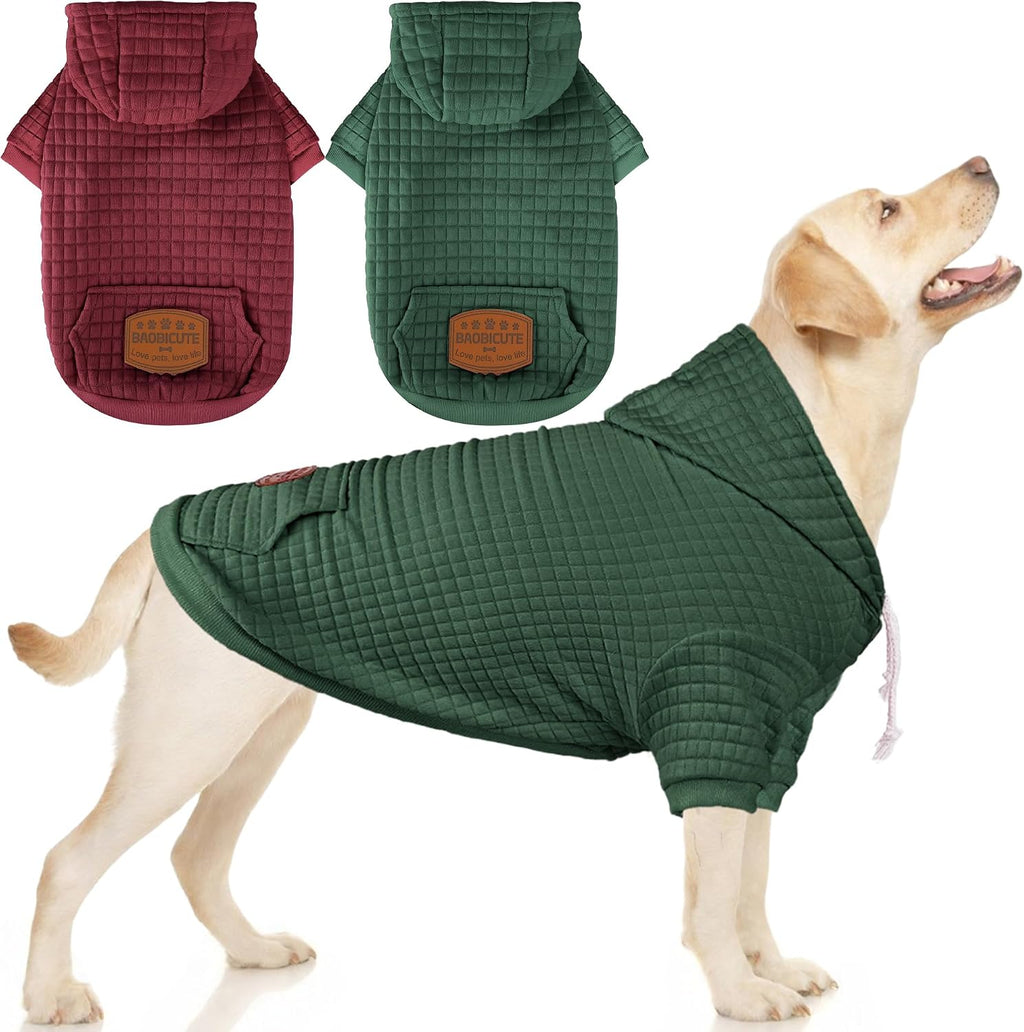 2 Pack Dog Hoodie Sweaters for Small Medium Dogs Warm Dog Clothes for Large Dogs Soft Waffle-Like Laminated Sweatshirt Bulldog (Black+Grey, M/L (Back: 17",Chest: 24.5", Neck: 14.5")) - Image 15