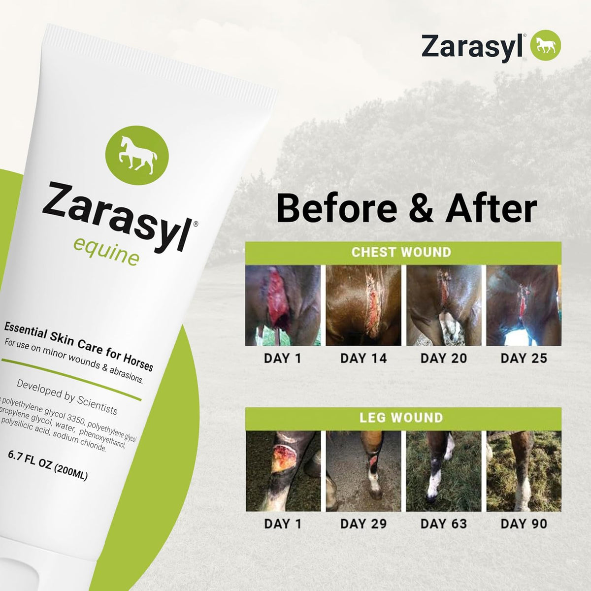 Zarasyl Equine ointment branding and label details