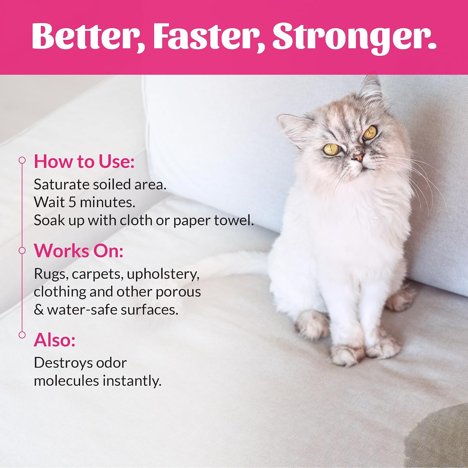 Mineral based molecular deodorizer spray for eliminating cat vomit and diarrhea stains