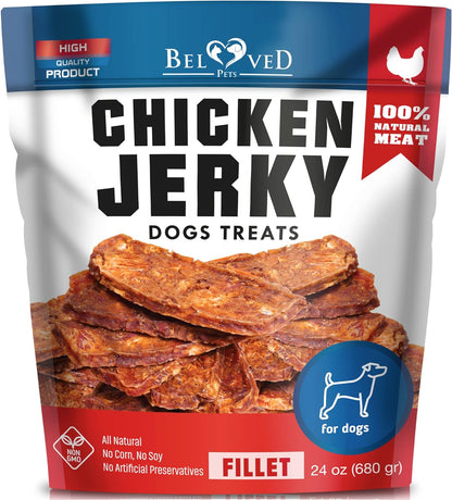Bulk pack of Beloved Pets 1.5 pound chicken jerky