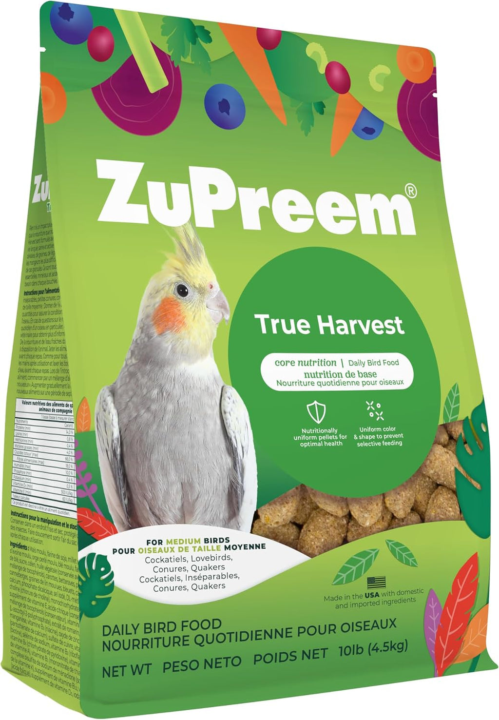 ZuPreem FruitBlend Bird Food, Bird Feed Pellets for Cockatiels, Lovebirds, Quakers, Small Conures & Lorikeets, Core Nutrition with Natural Fruit, Cockatiel Food, Conure Feed, (Medium, 2 lb Bag) - Image 14