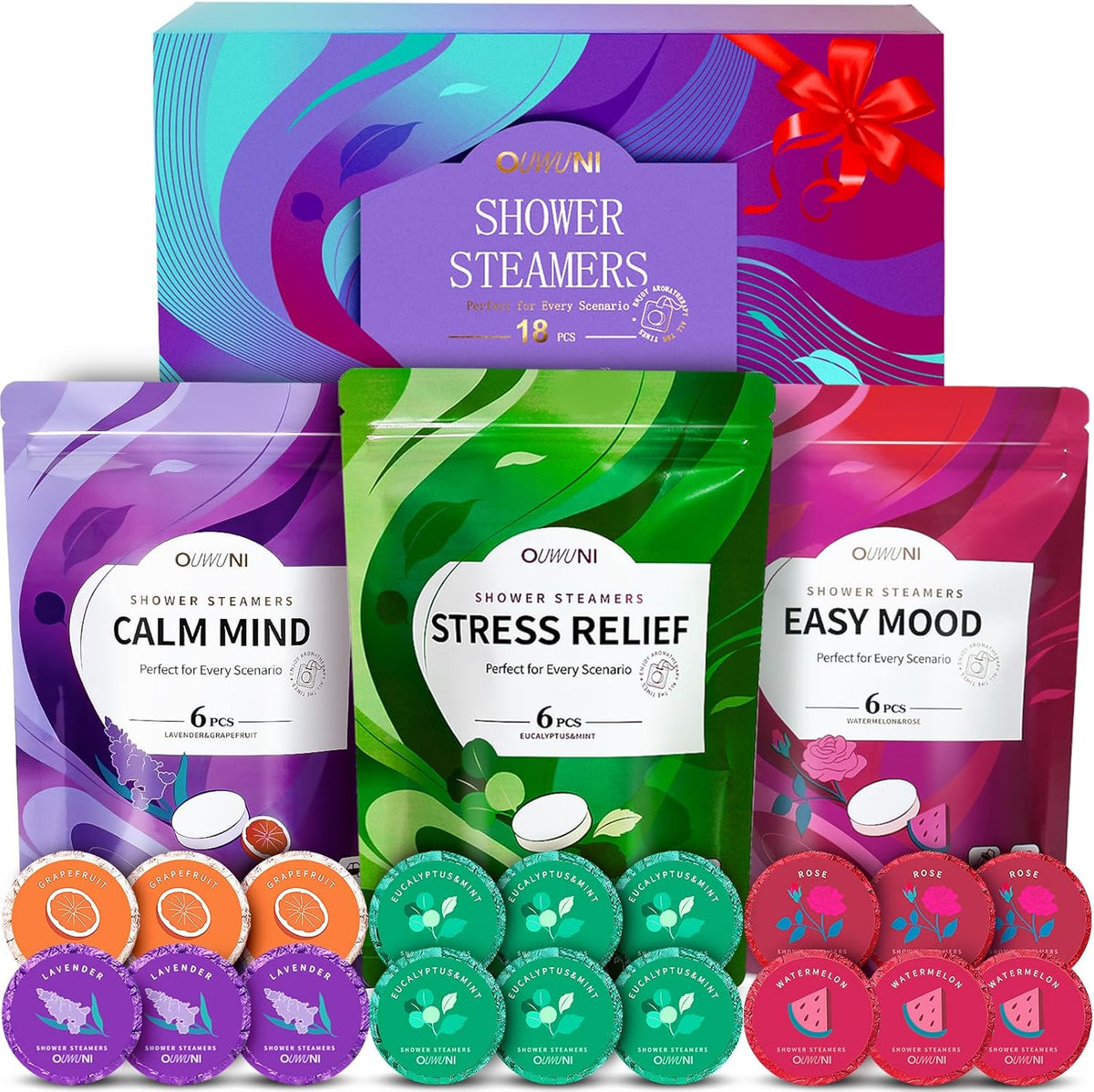 Ouwuni aromatherapy shower steamers front view packaging box