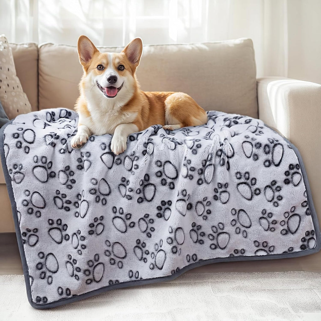 Luciphia Premium Soft Dog Blanket for Small Medium Large Dogs Washable 300GSM Fluffy Warm Fleece Puppy Cat Paw Print Pet Flannel Grey Paw M(30"x20") - Image 10