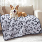 Luciphia Premium Soft Dog Blanket for Small Medium Large Dogs Washable 300GSM Fluffy Warm Fleece Puppy Cat Paw Print Pet Flannel Grey Paw M(30"x20") - Image 10