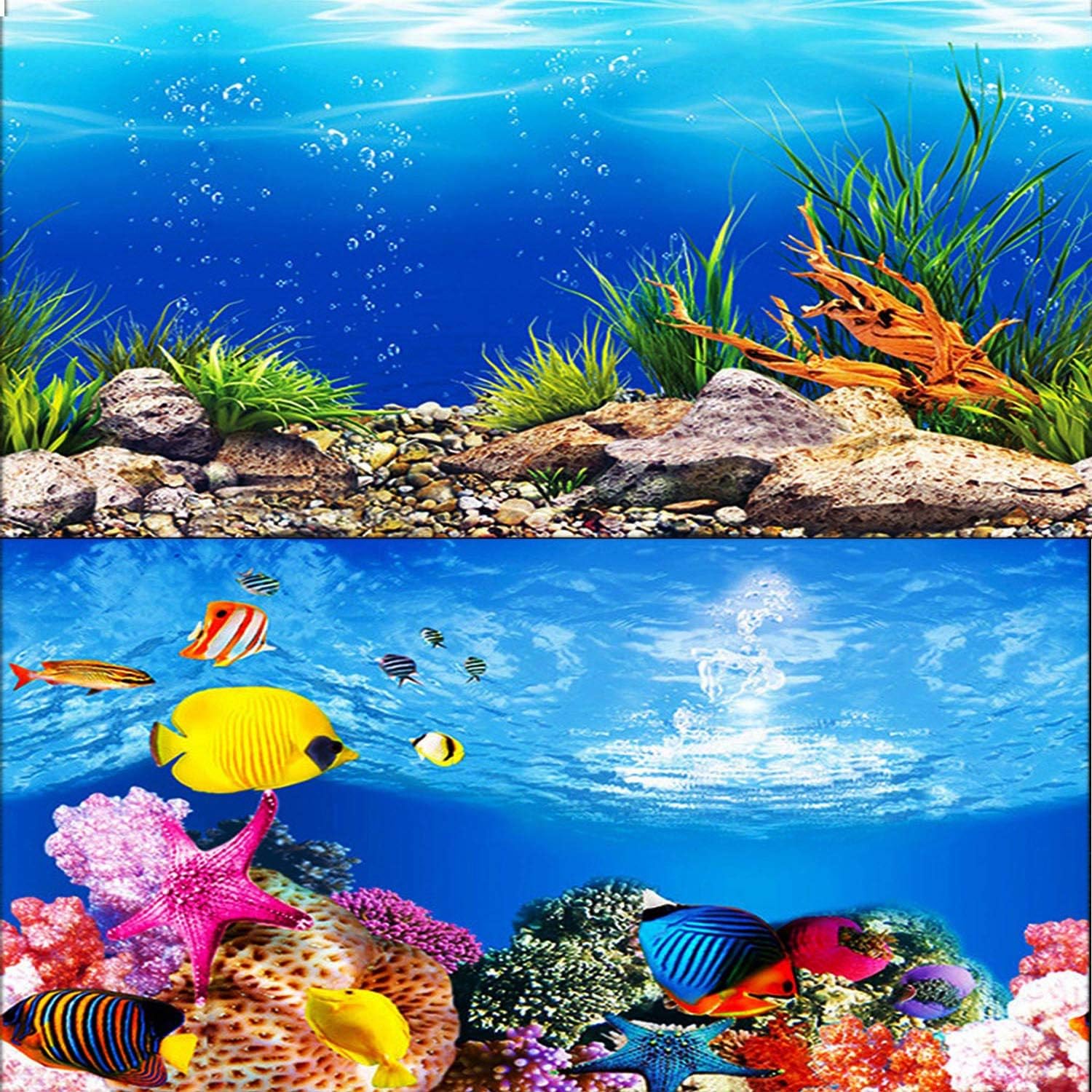 ELEBOX Aquarium Background Poster, Undersea Water Plants Sea Anemone Coral Aquarium Decor Background Double Sides Fish Tank Background Sticker Decorations 10 Gallon 20 Gallon Tank 11.8"x24.4" - Image 9