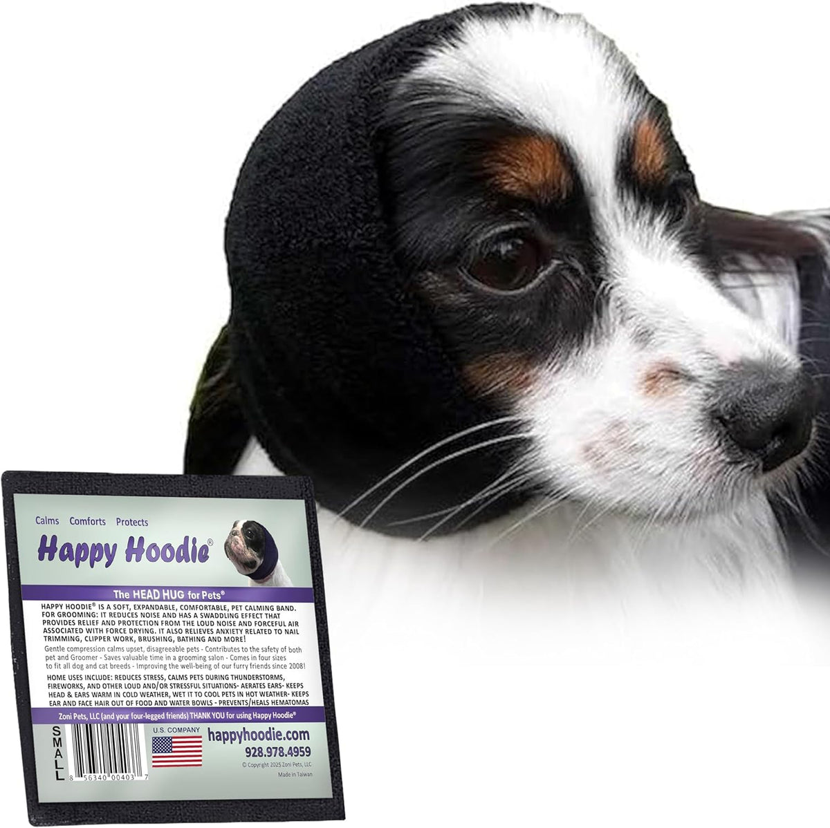 Happy Hoodie The Original Dog & Cat Calming Band - American Brand - Anxiety Relief/Noise Protection - Grooming - Thunder - Fireworks (Large, Black) - Since 2008 - Image 15