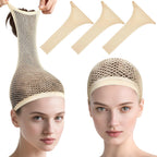 Morgles 3 Pieces Beige Mesh Wig Caps front view packaging