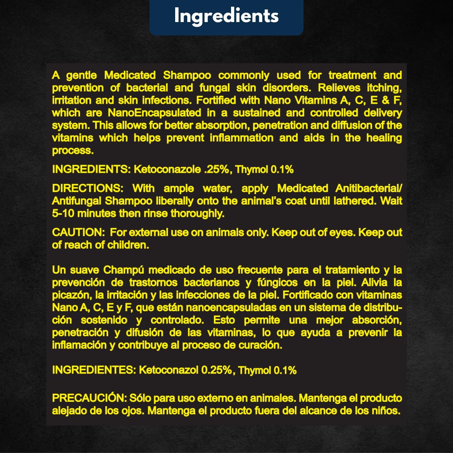 Professional grooming shampoo for treating ringworm and hot spots