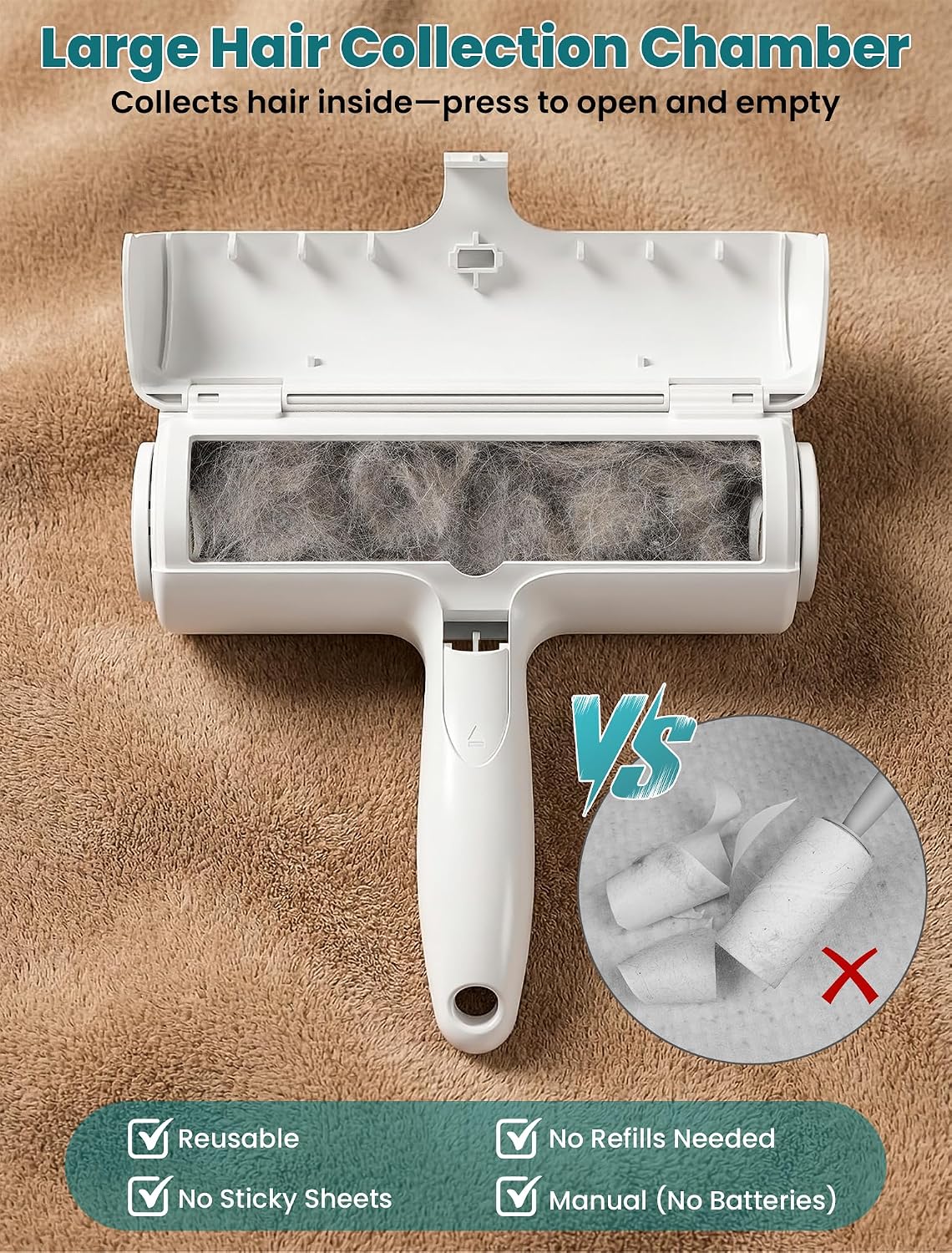 Delomo cat and dog hair roller for bedding and rugs