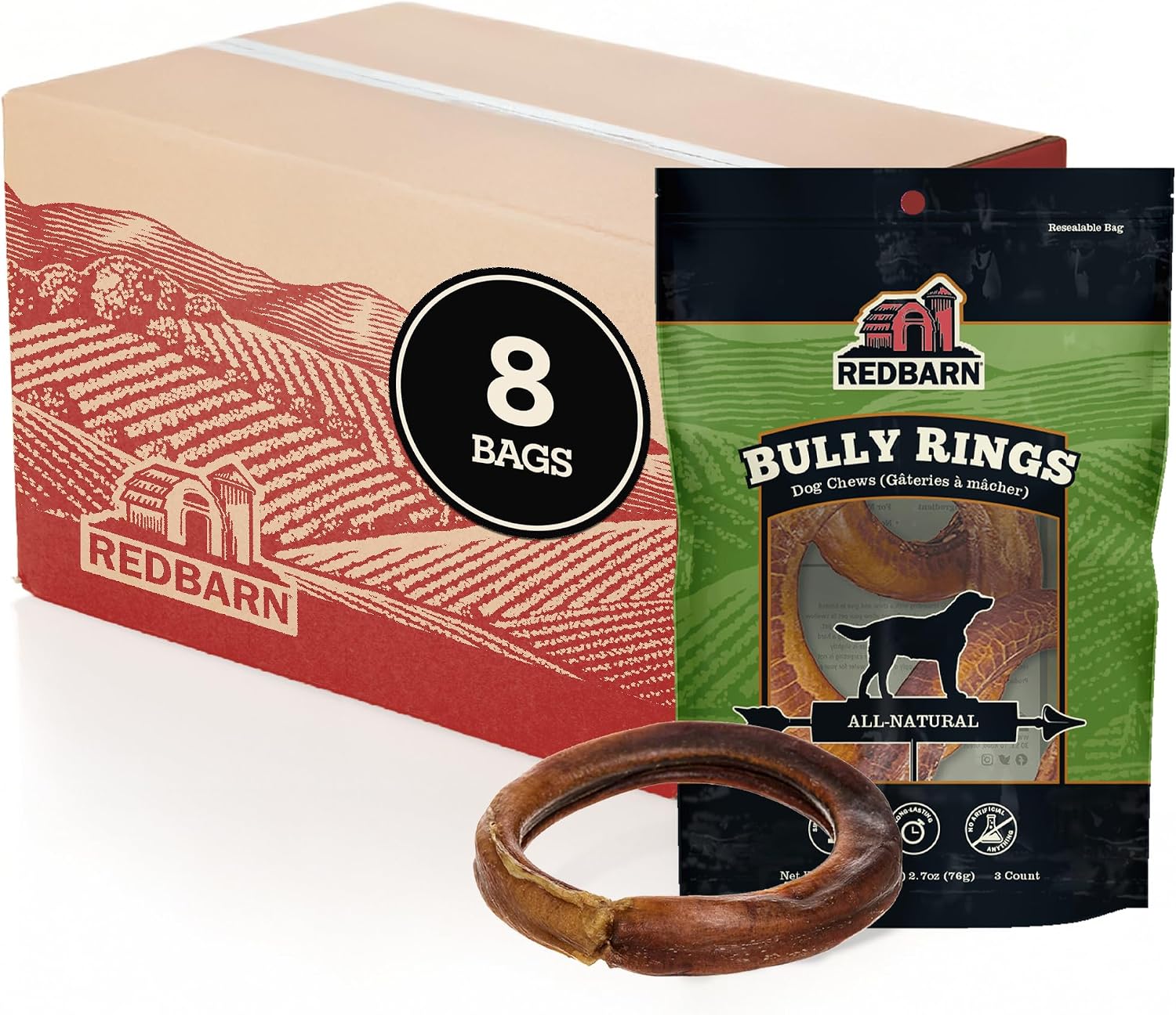 Redbarn Pet Products All-Natural 4" Bully Stick Rings for Dogs - Premium Grain-Free & Rawhide-Free Single Ingredient Long Lasting Low Odor Dental Treat for Chewers - 3 Count - Image 14