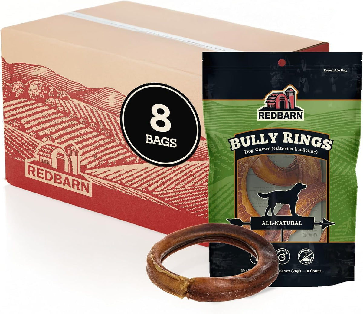 Redbarn Pet Products All-Natural 4" Bully Stick Rings for Dogs - Premium Grain-Free & Rawhide-Free Single Ingredient Long Lasting Low Odor Dental Treat for Chewers - 3 Count (Pack of 2) - Image 15
