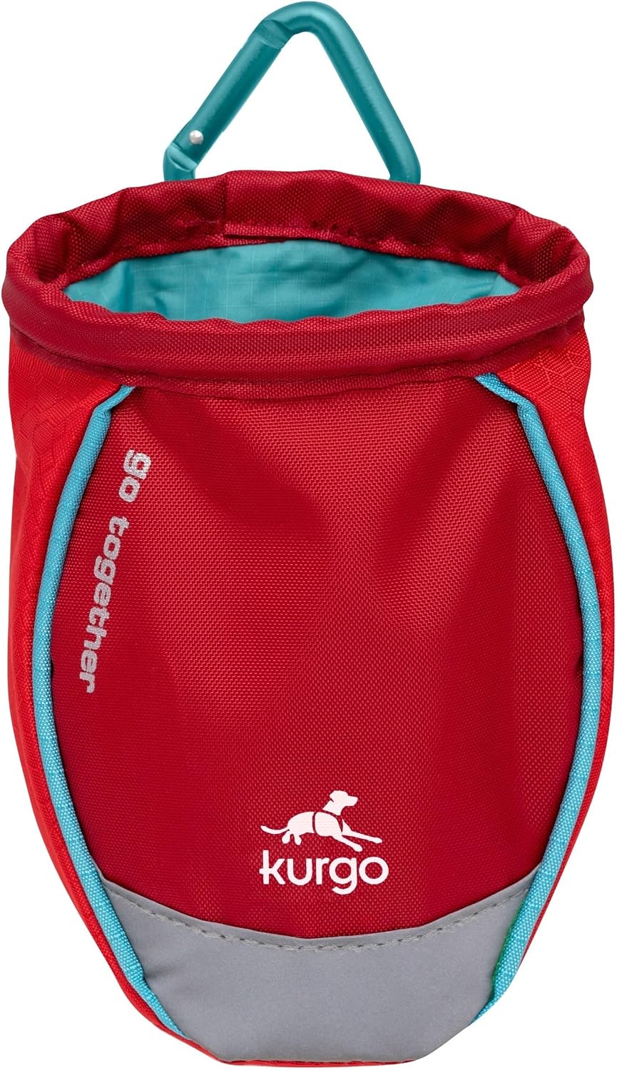 Kurgo pet pouch with included aluminum carabiner attachment close up