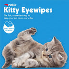 Petkin cat eye cleaning wipes packaging highlighting natural aloe vera formula