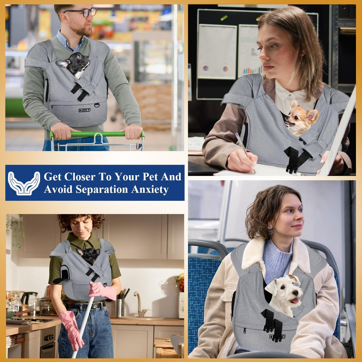 Person wearing Petskd hands free front facing pet carrier