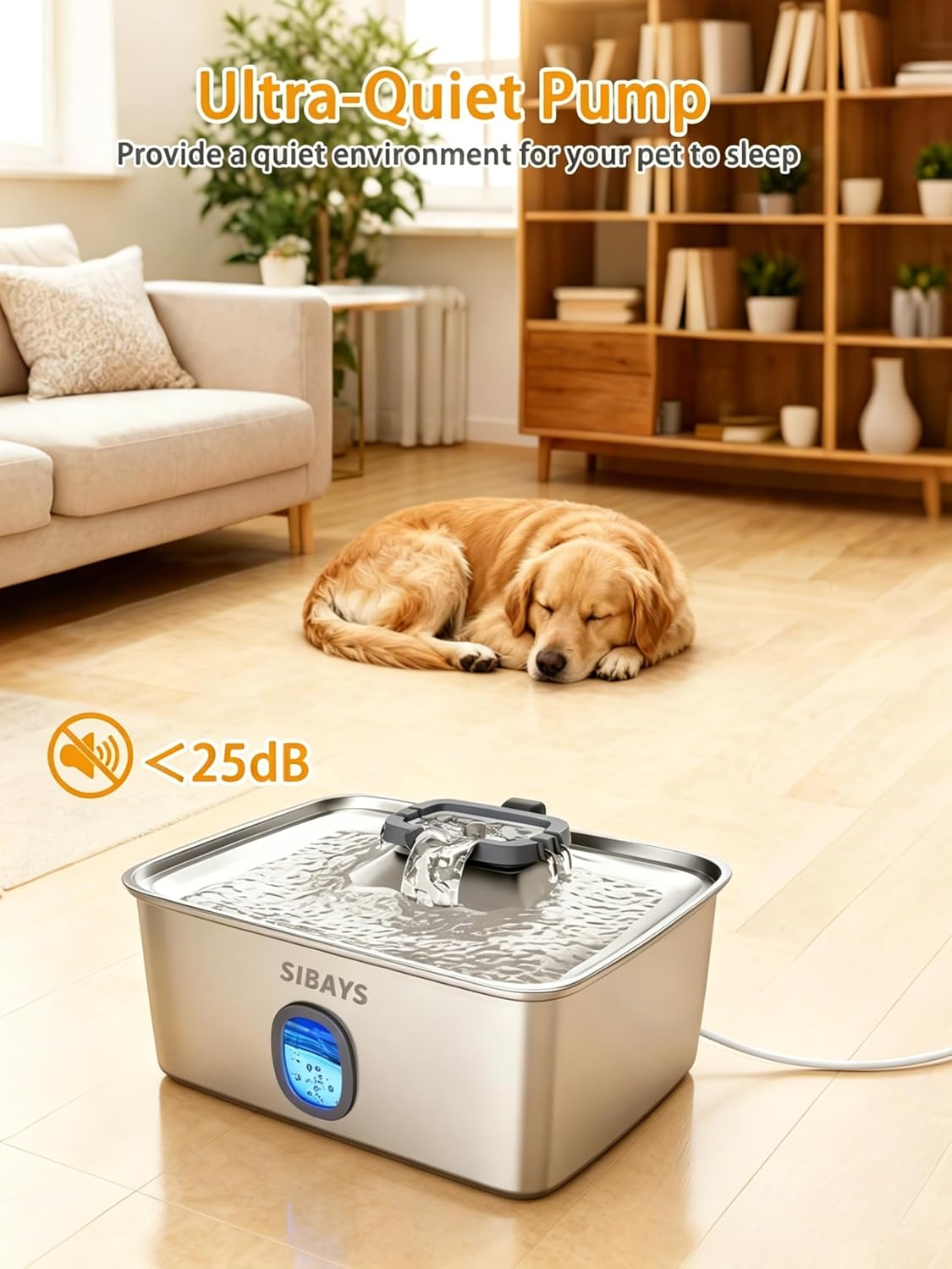 Sibays dog water dispenser with LED light indicator on