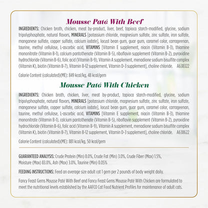 Fancy Feast Gems pate cat food mousse nutrition facts